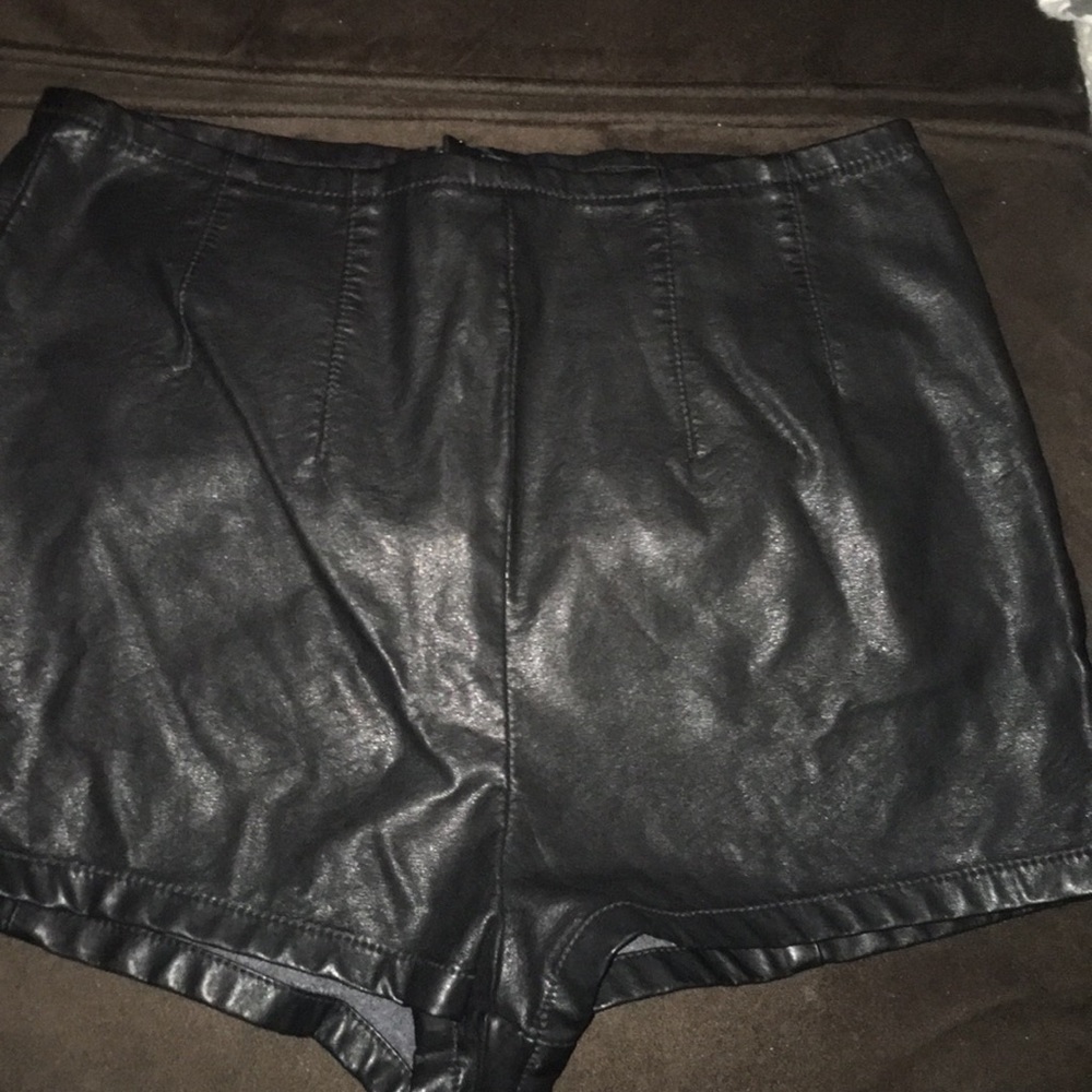 Faux leather high waisted shorts